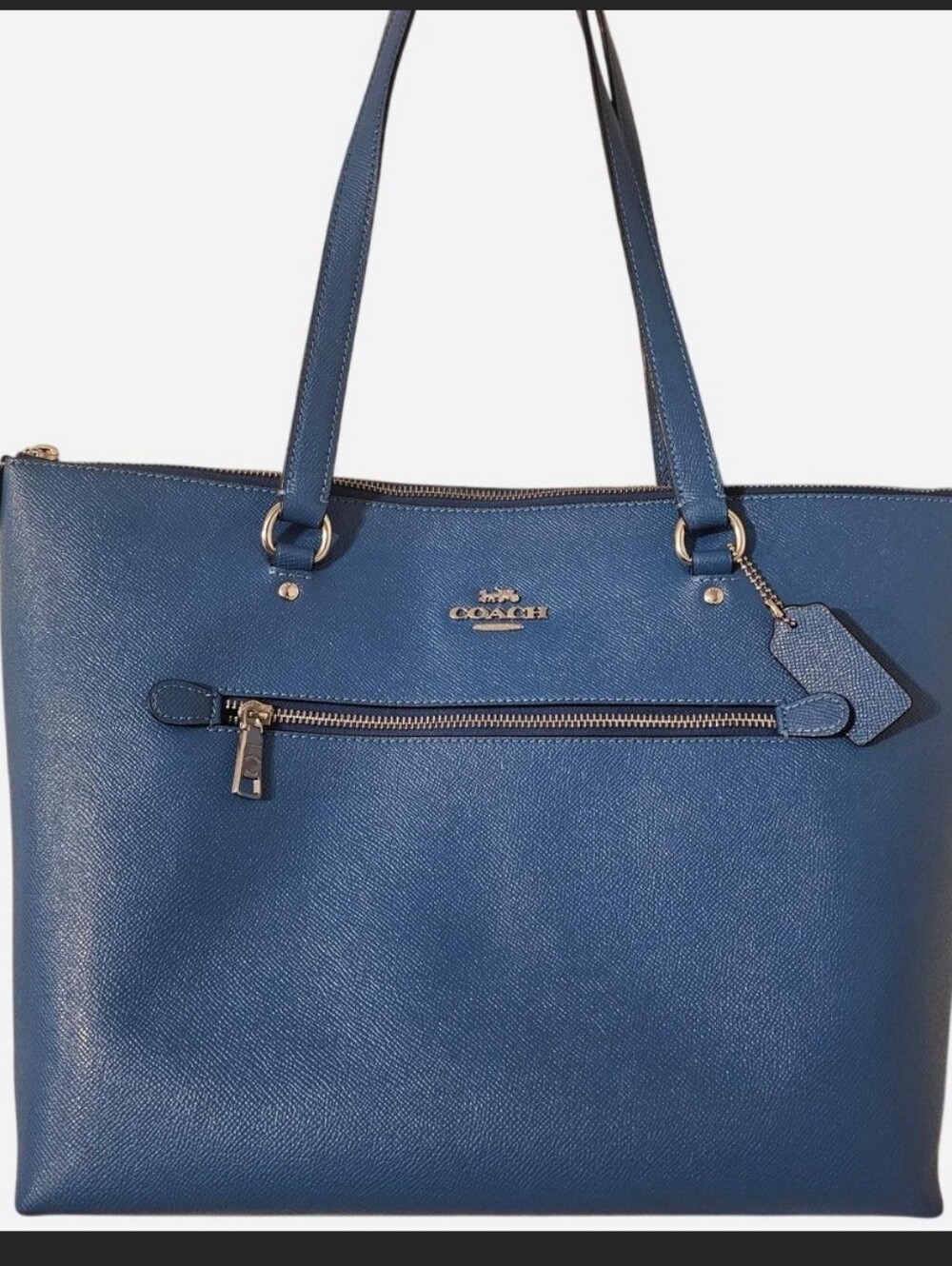 Coach Navy Blue Leather Zip-Front Tote
